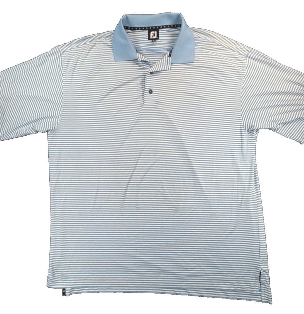 FootJoy - Naval Academy "N Star" Short Sleeve Blue Stripe Polo Shirt (Men's XL)